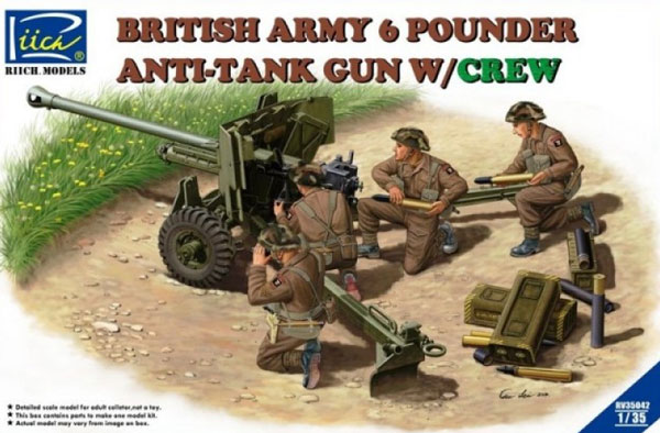 British Army 6-Pdr. Infantry Anti-Tank Gun w/4 Crew