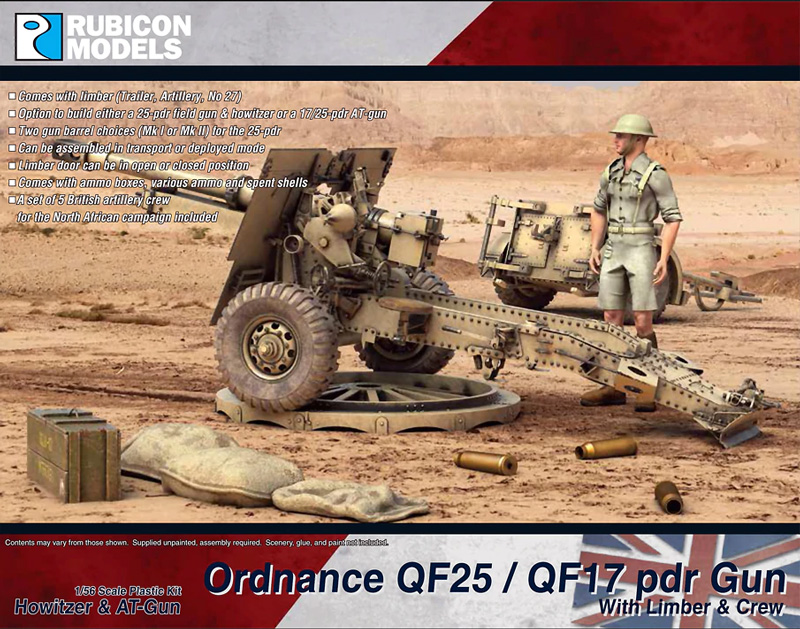 WWII Ordnance QF25 / QF17 pdr Gun Howitzer & AT-Gun with Limber & Crew