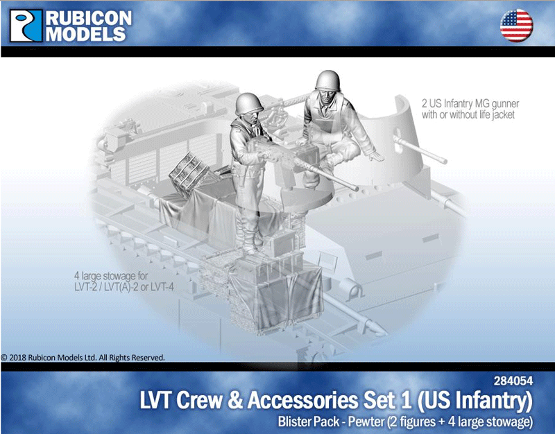 LVT Crew & Accessories Set 1: US Infantry with Stowage for LVT-2/LVT(A)-2/LVT4- Pewter