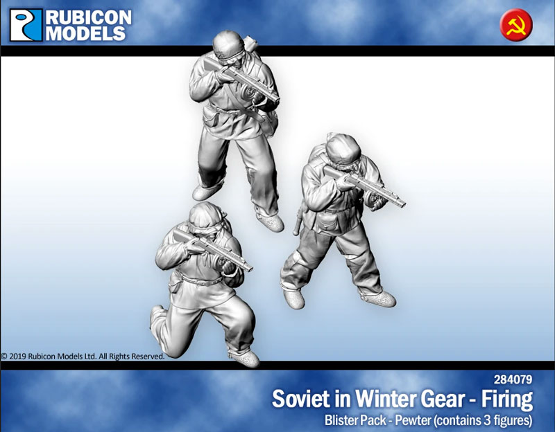 Soviet Infantry in Winter Gear Firing- Pewter