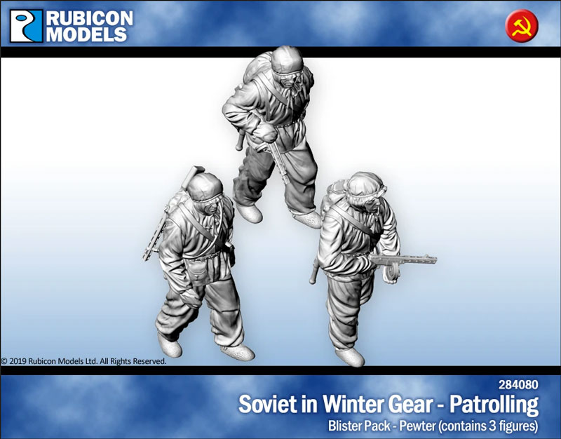 Soviet Infantry in Winter Gear Patrolling- Pewter