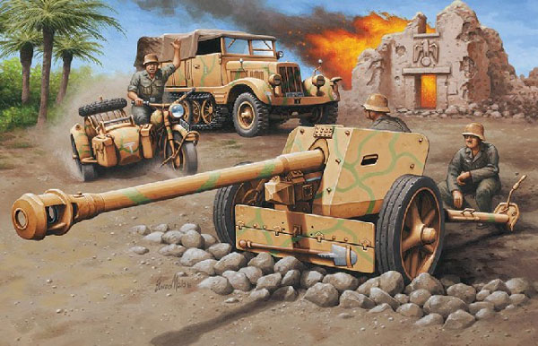SdKfz 11 Halftrack 75cm Pak 40 Gun R75 Motorcycle & 2Crew