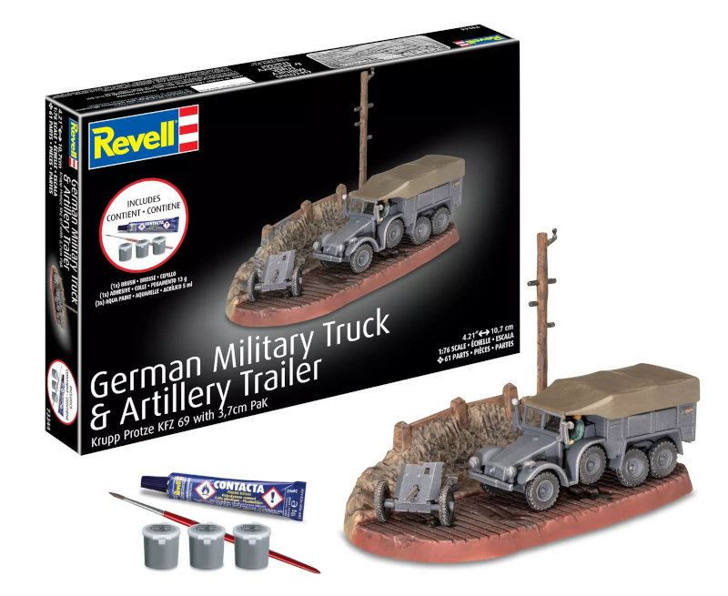 Revell Starter Kit: German Military Truck & Artillery Trailer All-Included Kit