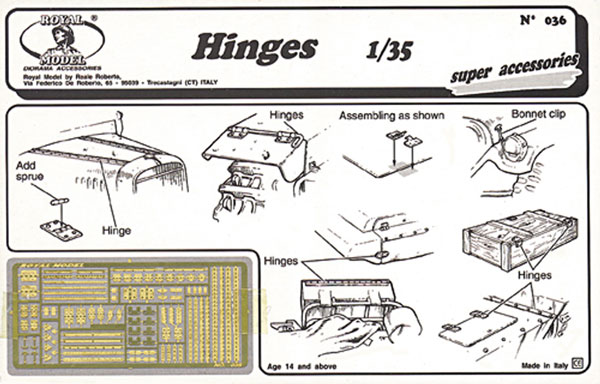 Hinges, various types (Photo-Etch)