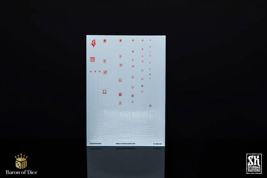 SB Kustom Latin Scripture White Decal Sheet