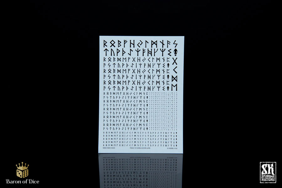 SB Kustom Nordic Runes A Black Decal Sheet