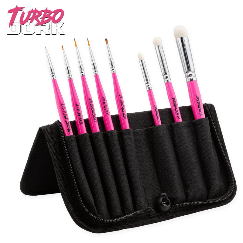 Turbo Dork Fauxlinsky Paint Brush Set w/ Stand Case (8 Brushes)