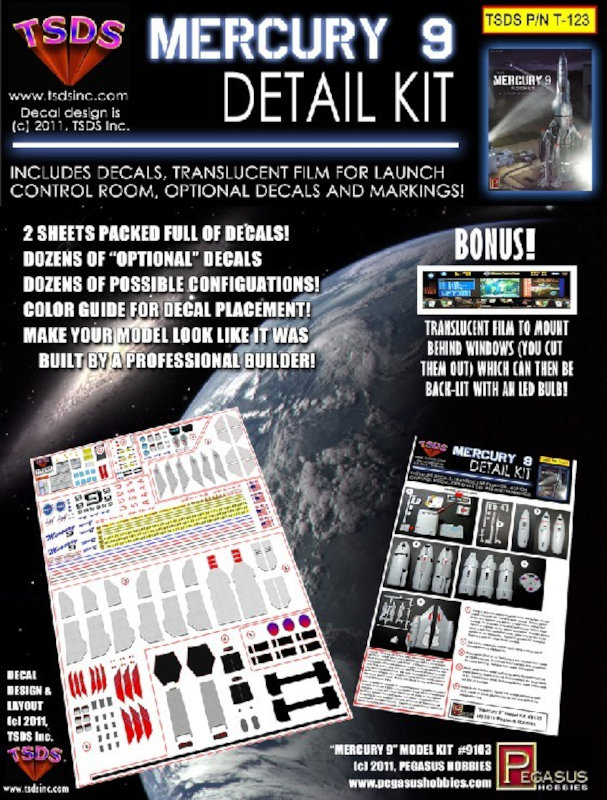TSDS Mercury 9 Rocket Ship Decal Set for PGH