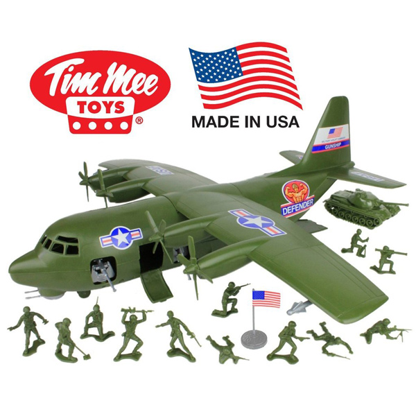 Plastic Army Men C130 Playset: 27pc Giant Military Airplane