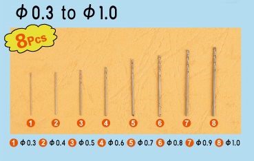 Twist Drilling Auger Bit Set #1 (8pcs): .3mm-1.0mm