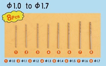 Twist Drilling Auger Bit Set #2 (8pcs): 1.0mm-1.7mm