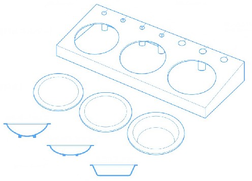 Paint Palette 3 Wells w/Holder