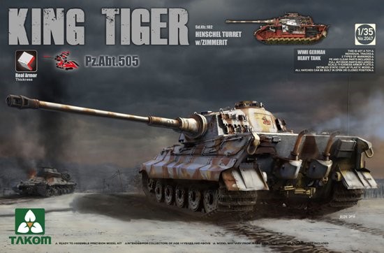 WWII German King Tiger SdKfz 182 Pzbt505 Henschel Turret Heavy Tank w/Zimmerit & Interior (Special Edition)