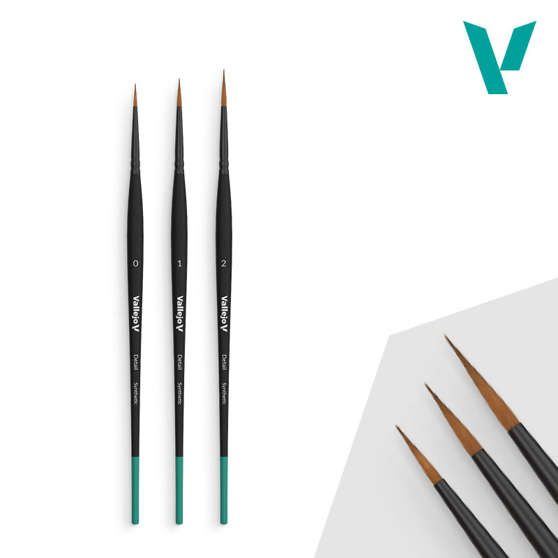 Vallejo Detail Design Round Synthetic Brush Set: 0, 1, 2
