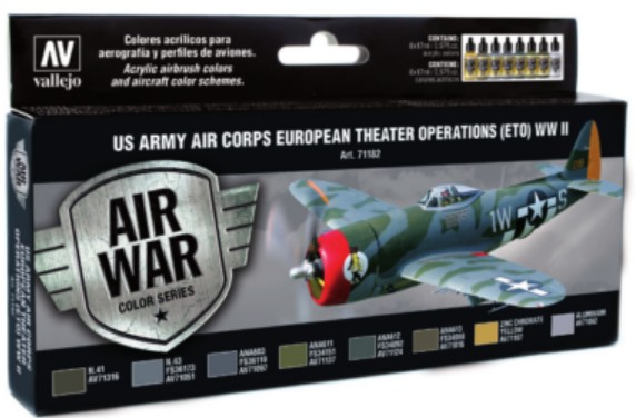 US Army Air Corps European Theater Operations (ETO) WWII Model Air Paint Set (8 Colors)