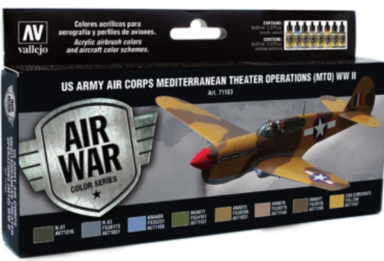 US Army Air Corps Mediterranean Theater Operations (MTO) WWII Model Air Paint Set (8 Colors)