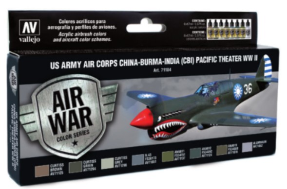US Army Air Corps China-Burma-India Pacific Theater (CBI) WWII Model Air Paint Set (8 Colors)
