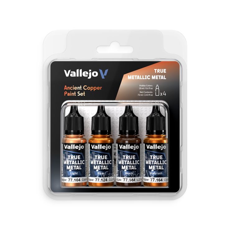 Vallejo Ancient Copper True Metallic Metal Paint Set (4 Colors)