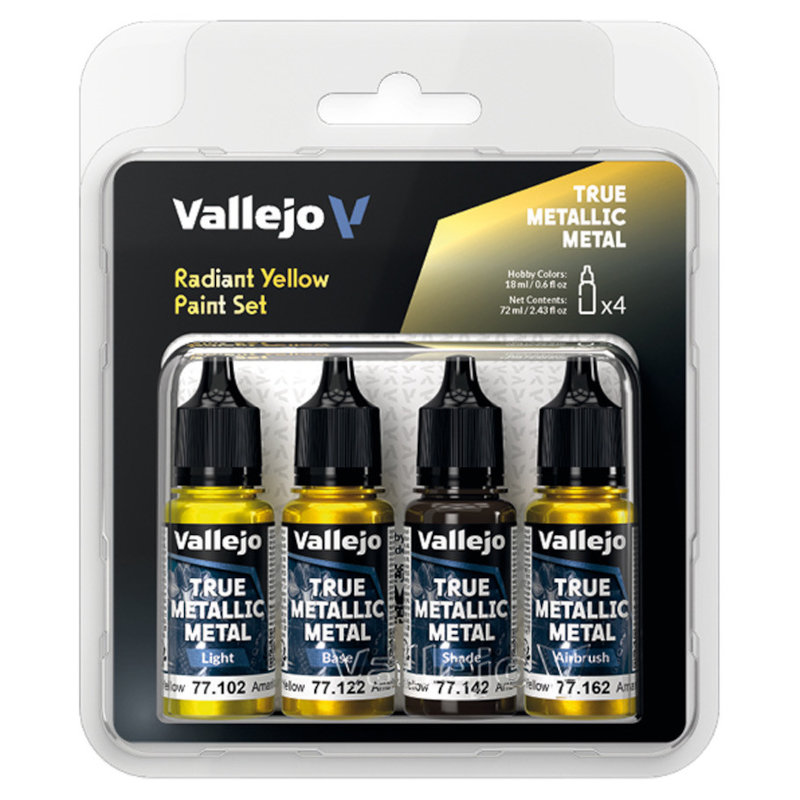 Vallejo Radiant Yellow True Metallic Metal Paint Set (4 Colors)
