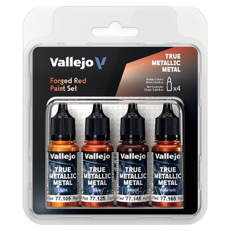 Vallejo Forged Red True Metallic Metal Paint Set (4 Colors)