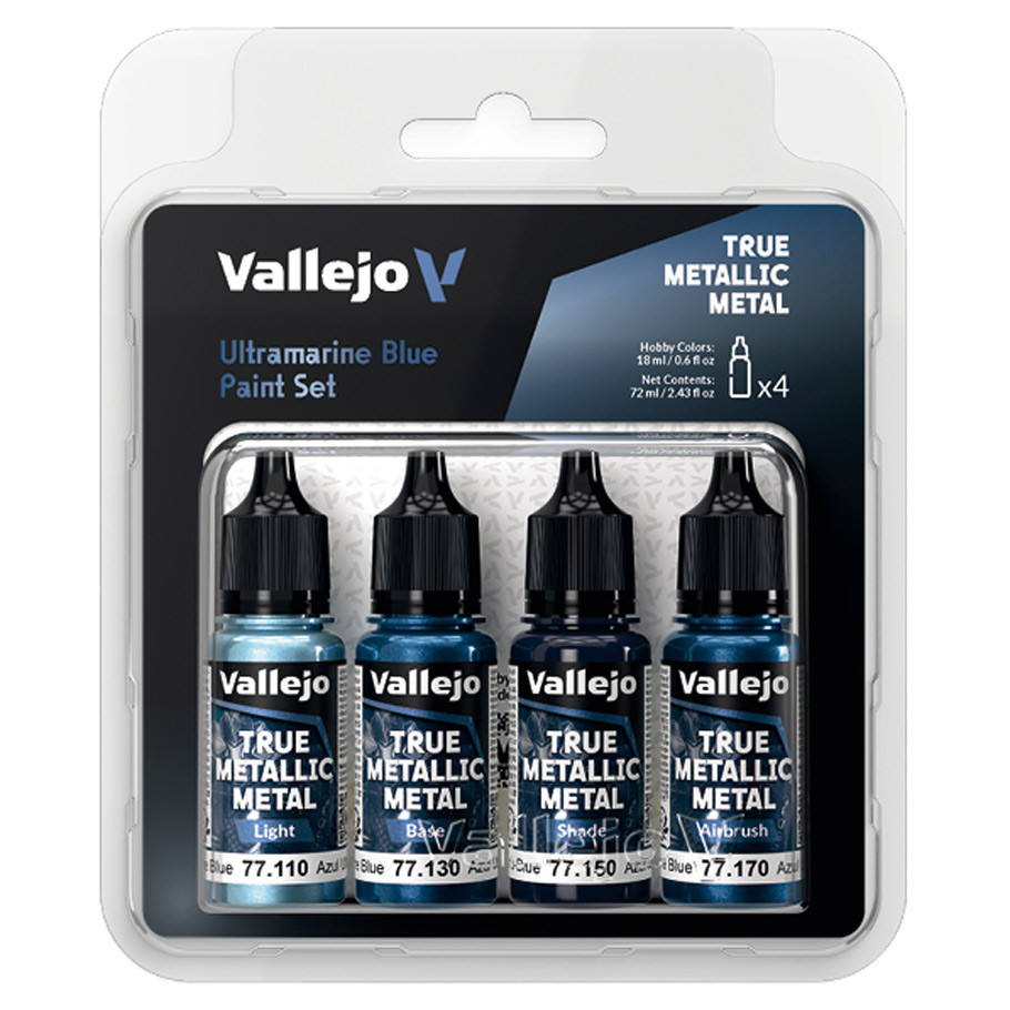Vallejo Ultramarine Blue True Metallic Metal Paint Set (4 Colors)