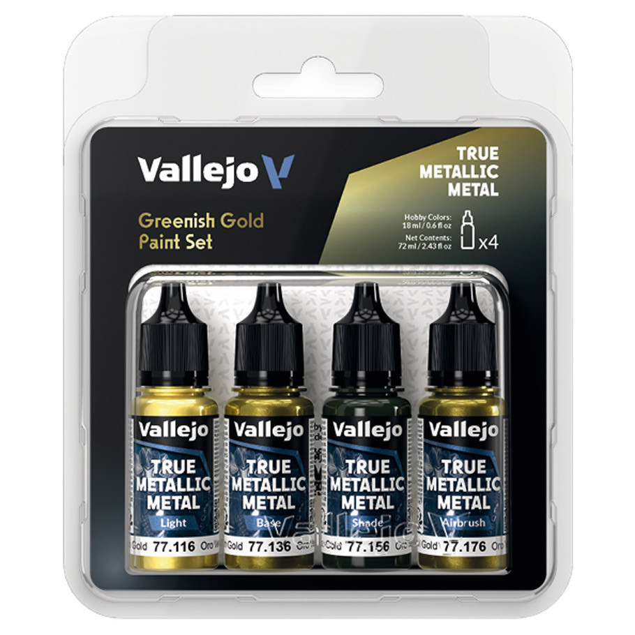 Vallejo Greenish Gold True Metallic Metal Paint Set (4 Colors)