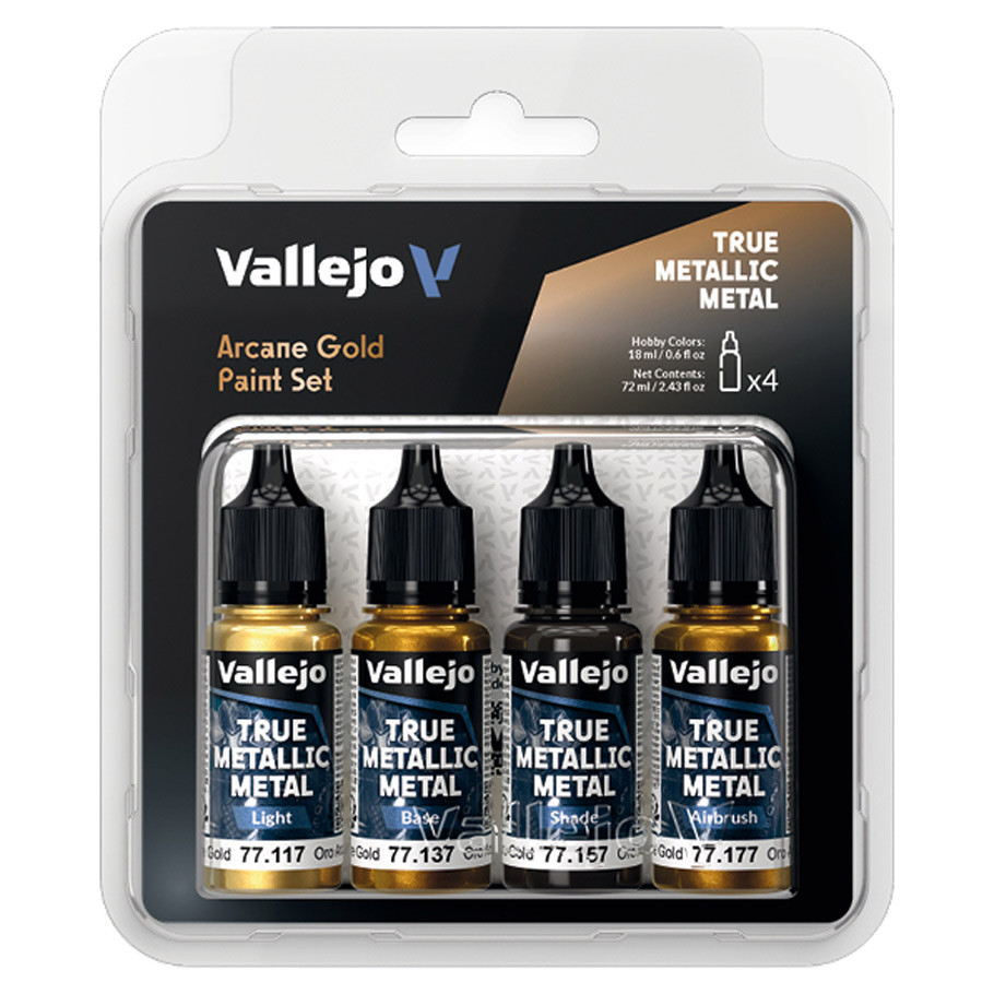 Vallejo Arcane Gold True Metallic Metal Paint Set (4 Colors)