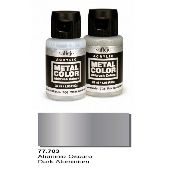 Vallejo Metal Color: Dark Aluminum Metal Color 32ml Bottle