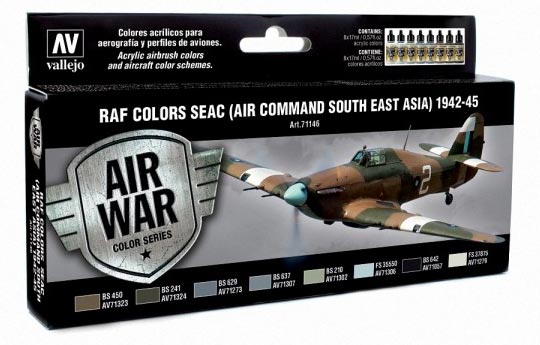 RAF Colors SEAC (Air Command South East Asia) 1942-1945 Model Air Paint Set (8 Colors)