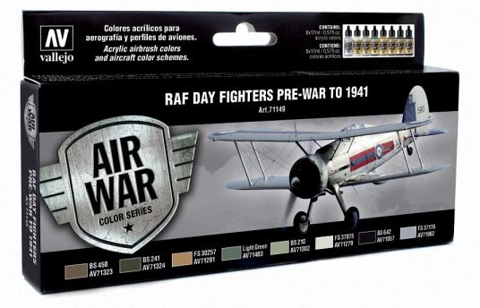 RAF Day Fighter Pre-War to 1941 Model Air Paint Set (8 Colors)