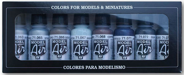 Metallic Colors Model Air Paint Set (8 Colors)
