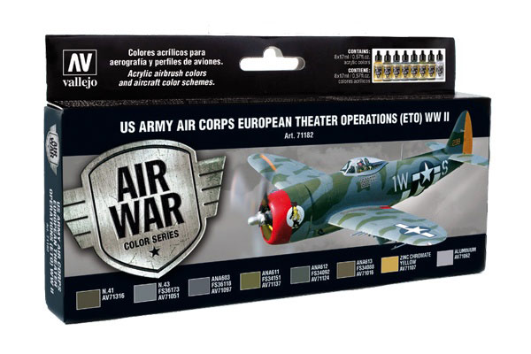 US Army Air Corps European Theater Operations (ETO) WWII Model Air Paint Set (8 Colors)