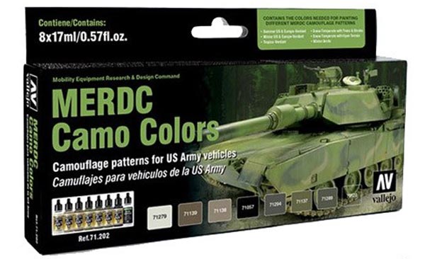 US Army Vehicles MERDC Camo Colors Model Air Paint Set (8 Colors)