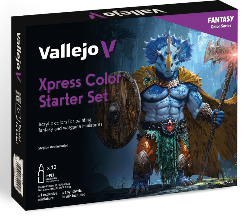 Vallejo Xpress Color Starter Paint Set (12 Colors) w/Figure