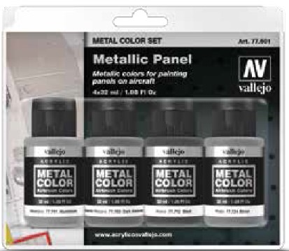 Metallic Aircraft Panel Metal Color Paint Set (4 Colors)