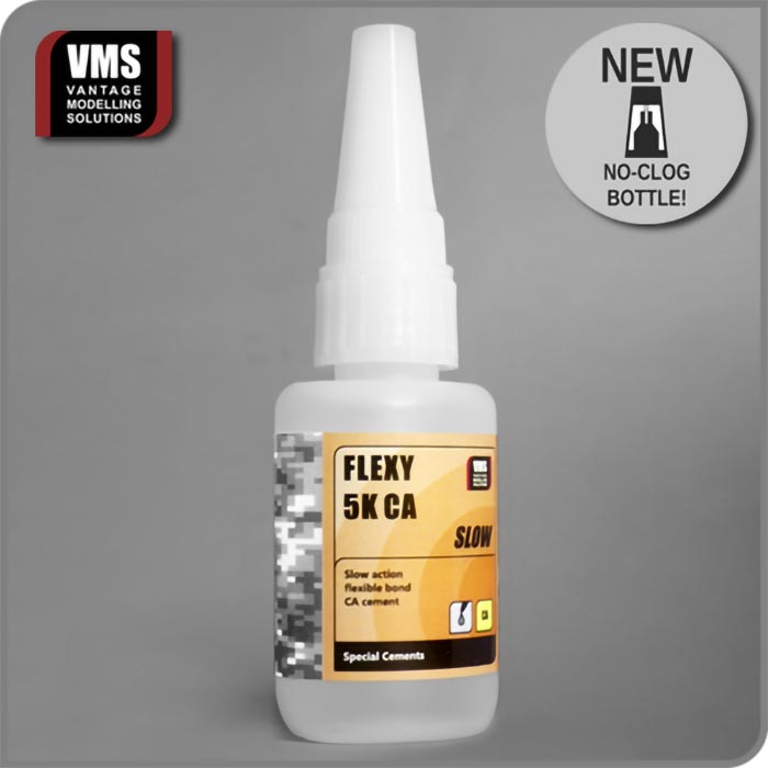 VMS Flexy 5K CA Contact Adhesive for Photo-etched SLOW Type (NEW PIN IN CAP BOTTLE)