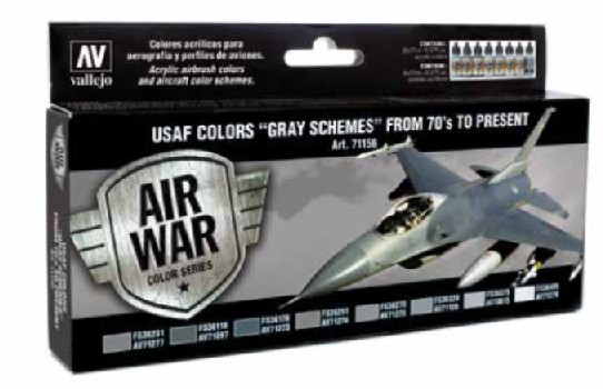 USAF Colors Gray Schemes from 70s to Present Model Air Paint Set (8 Colors)