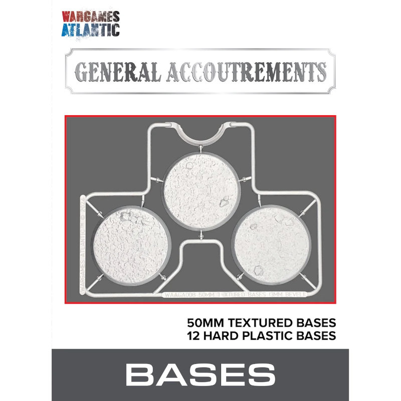 Wargames Atlantic General Accoutrements: 50mm Textured Bases (3mm Bevel)
