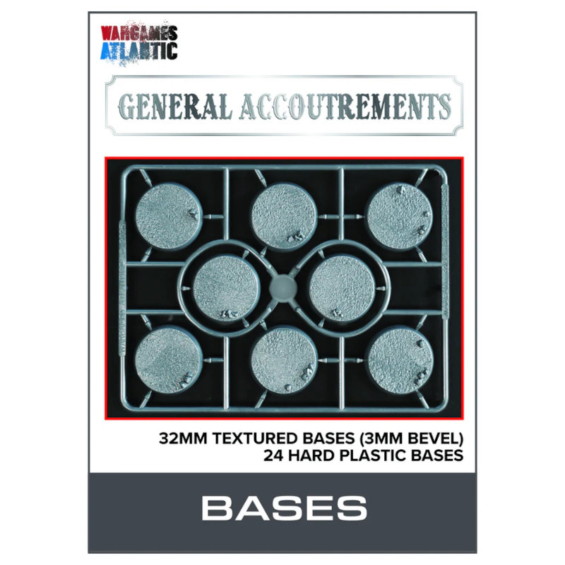 Wargames Atlantic General Accoutrements: 32mm Textured Bases (3mm Bevel)