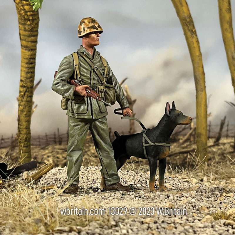 U.S.M.C. Dog Handler with Dog 1942-45