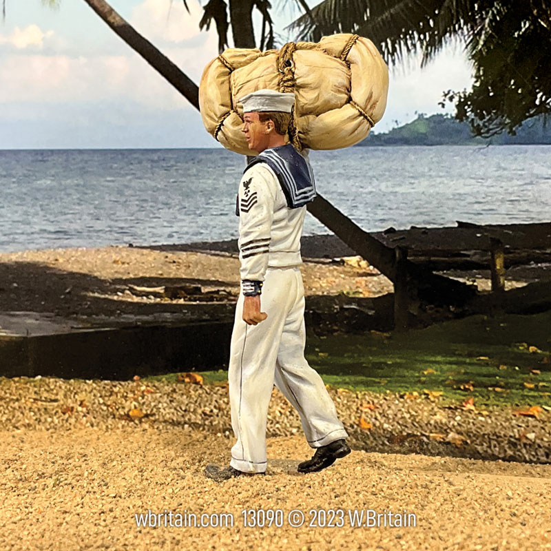 U.S.N. Sailor in Whites with Seabag and Hammock 1920-41