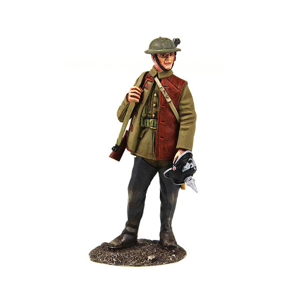 1916-18 British Infantry Standing with Souvenir German Helmet