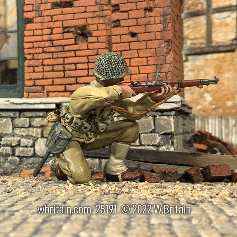 U.S. Infantryman Kneeling Firing M1 Garand 1943-45