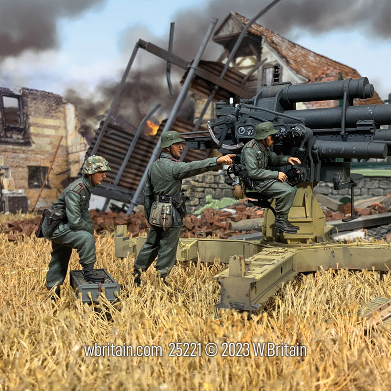 Surveying the Field Three Members of a German 88 Flak Gun