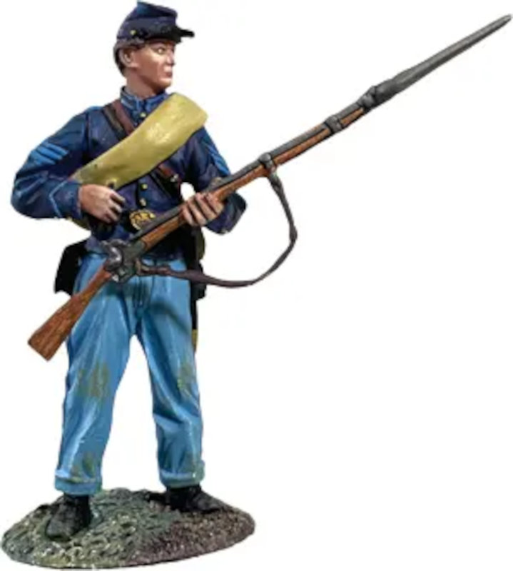 Union Sergeant in State Jacket Standing Reaching for Cap
