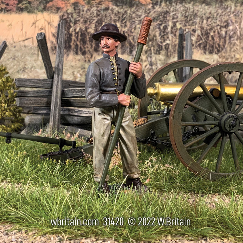 Confederate Artillery Crewman with Sponge and Rammer