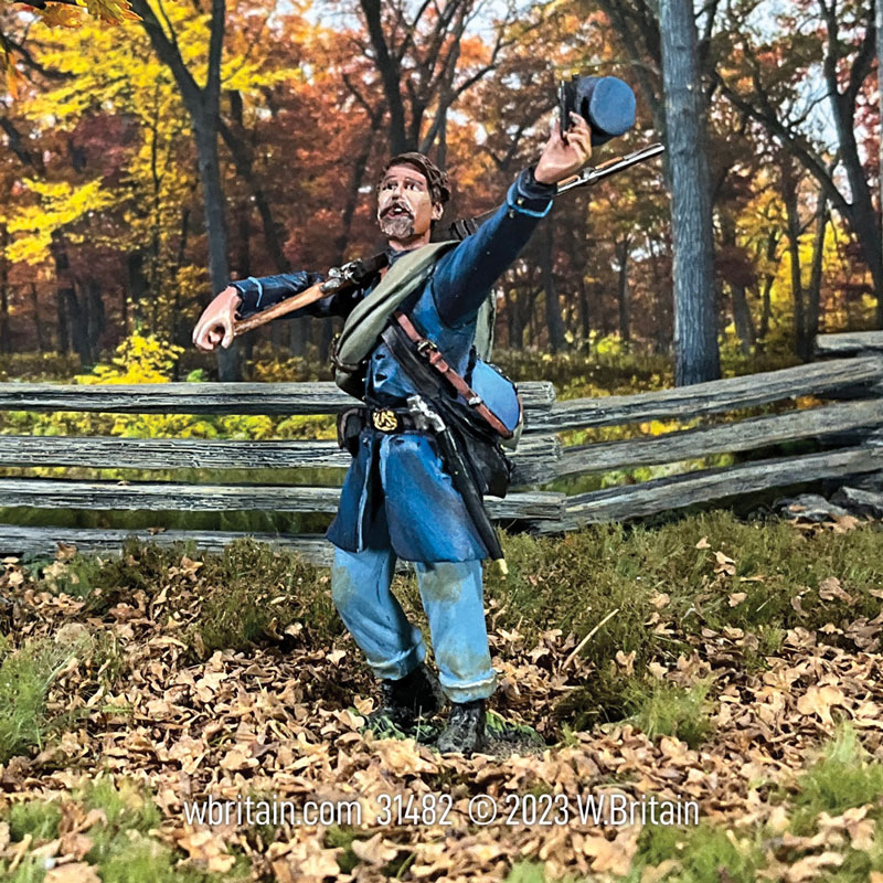 Union Infantry in Frock Coat Cheering