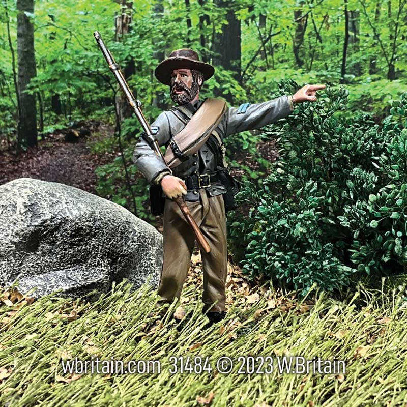 Confederate Infantry Corporal Urging Men Forward