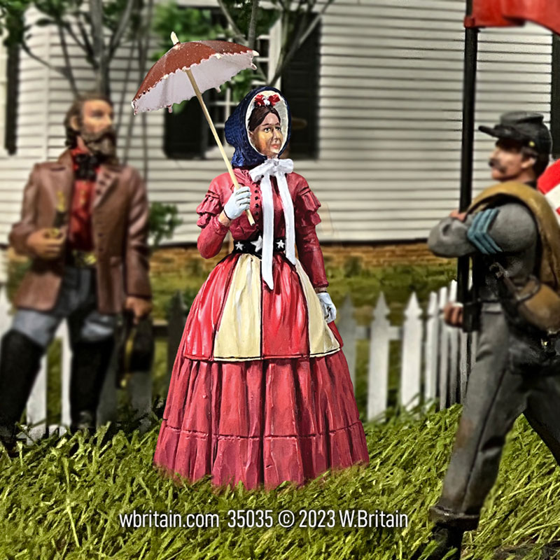 Miss Patty Dunbar Woman with Patriotic Apron and Parasol 1861-65