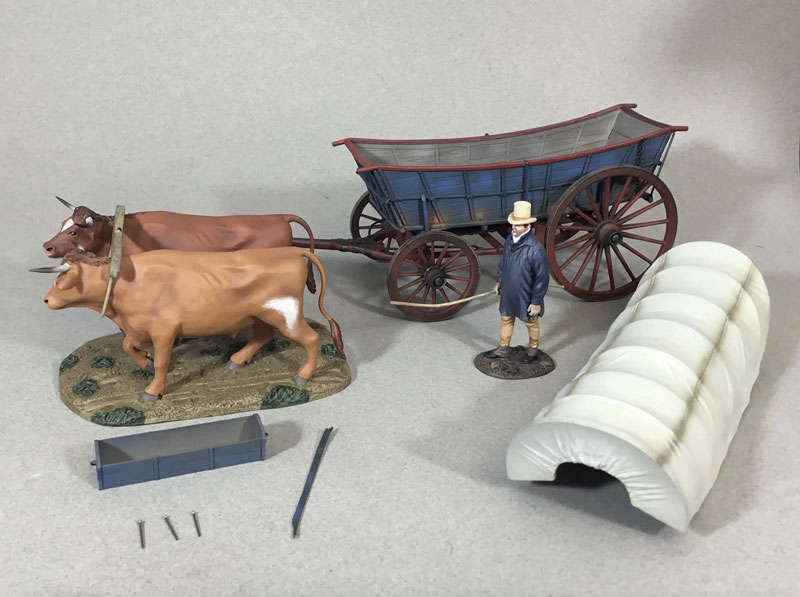 Village Green: 18th-19th Century Freight Wagon with Two Oxen & Teamster